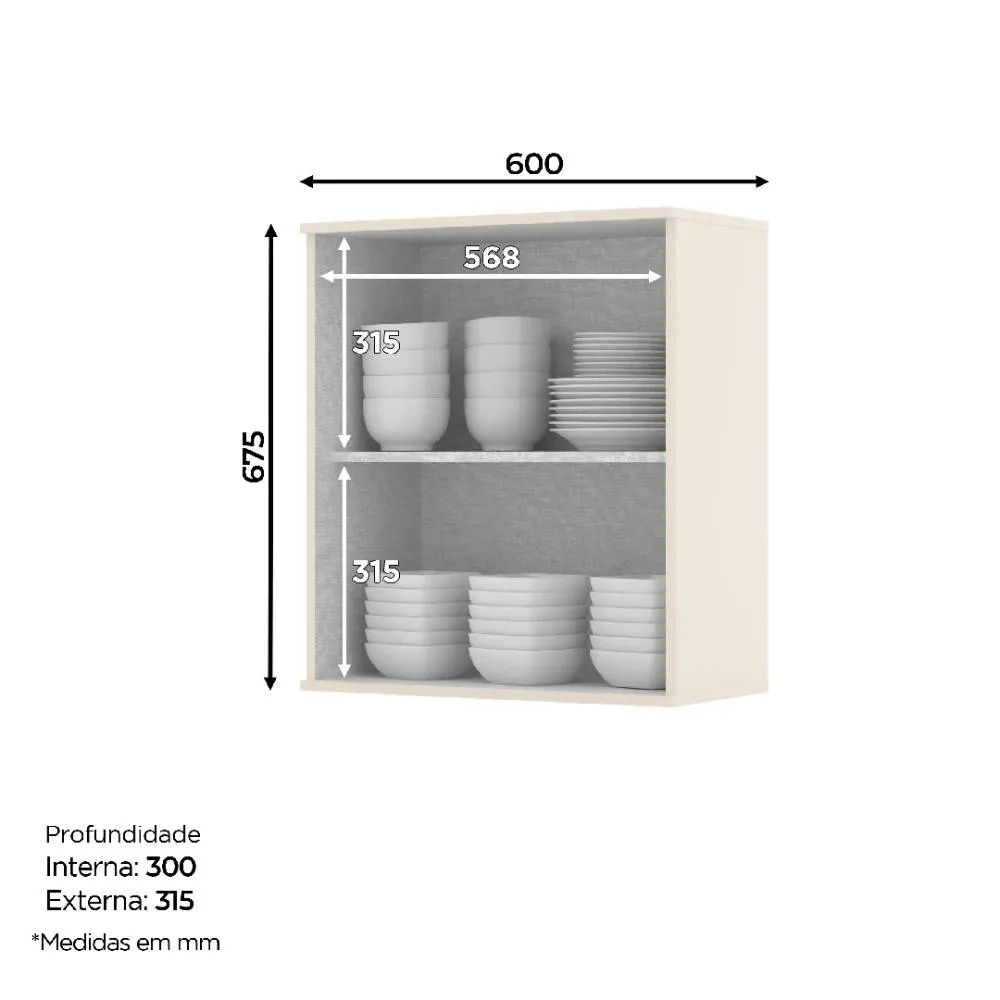 Aéreo 60CM Henn 1 Porta Connect C53-139 Off White SE