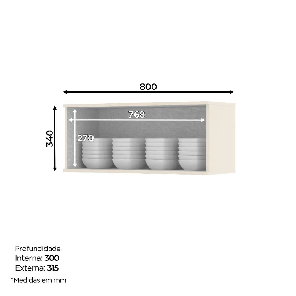 Aéreo 80CM Henn 1 Porta Connect C54-139 Off White SE