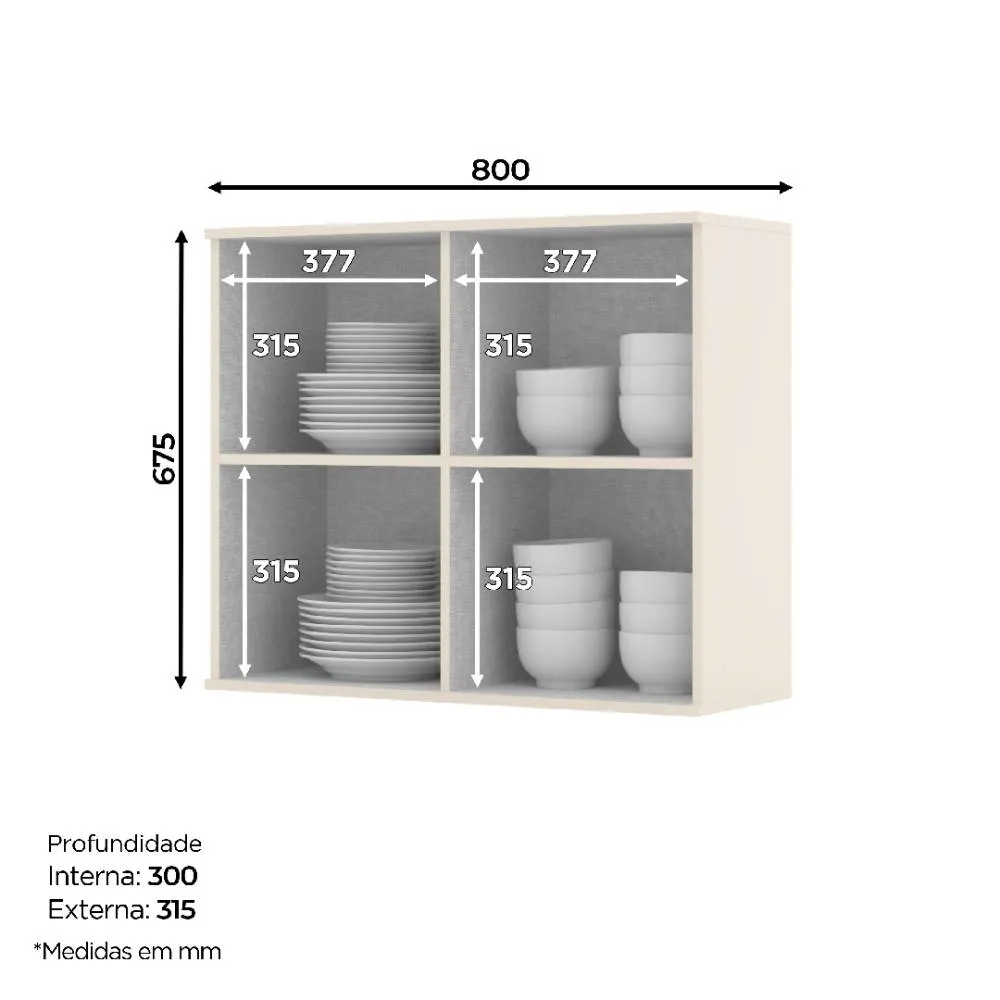 Aéreo 80CM Henn 2 Portas Connect C55-139 Off White SE