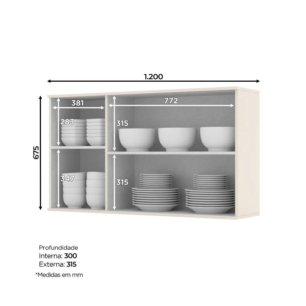 Aéreo 120CM Henn 3 Portas Connect C56-139 Off White SE