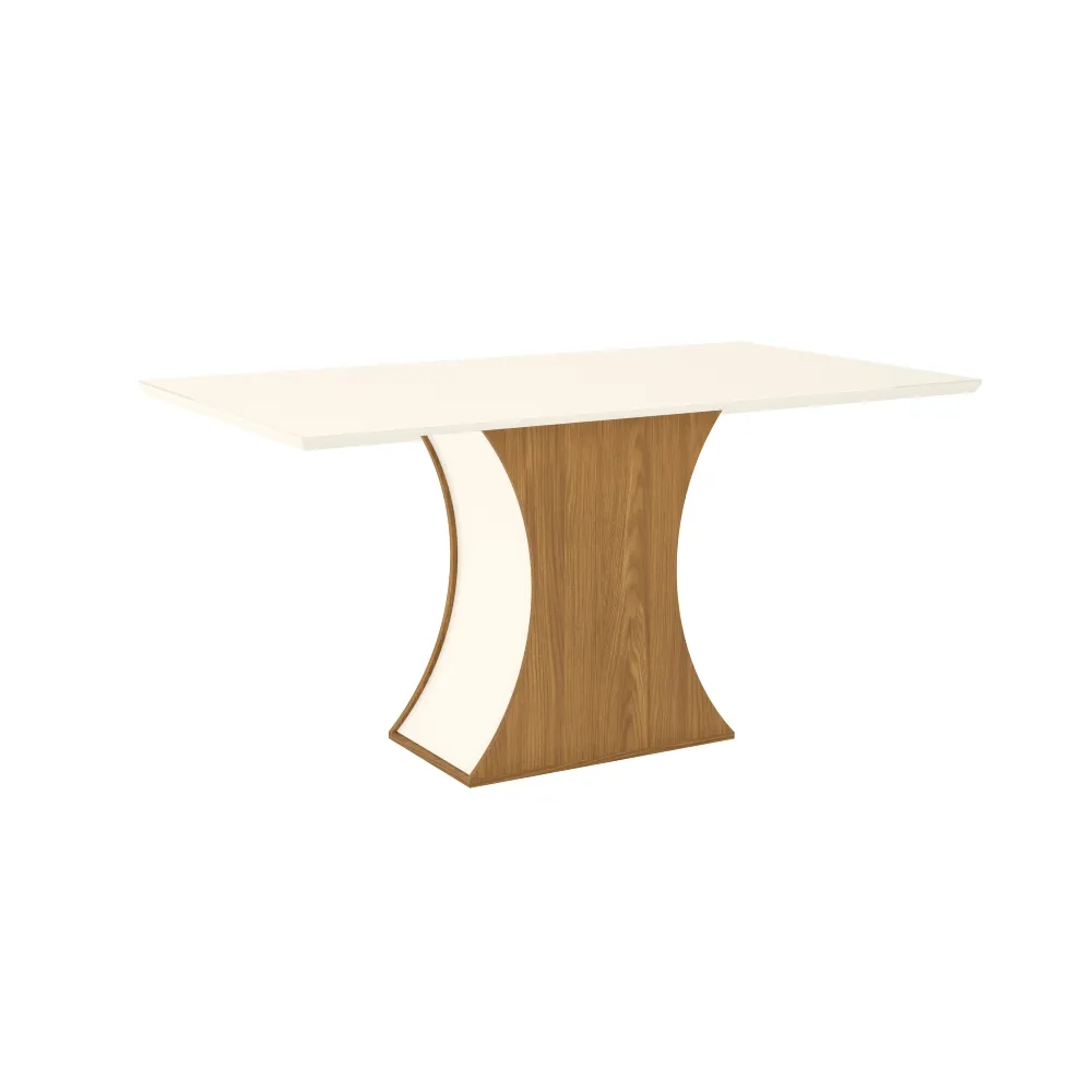 Mesa de Jantar 6 Lugares Henn Luíza SC14-127 Tampo de Vidro Nature/Off White SE