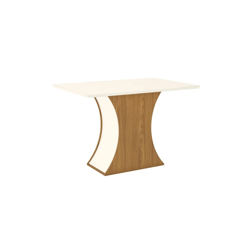 Mesa de Jantar 4 Lugares Henn Luíza SC17-127 Tampo de Vidro Nature/Off White SE