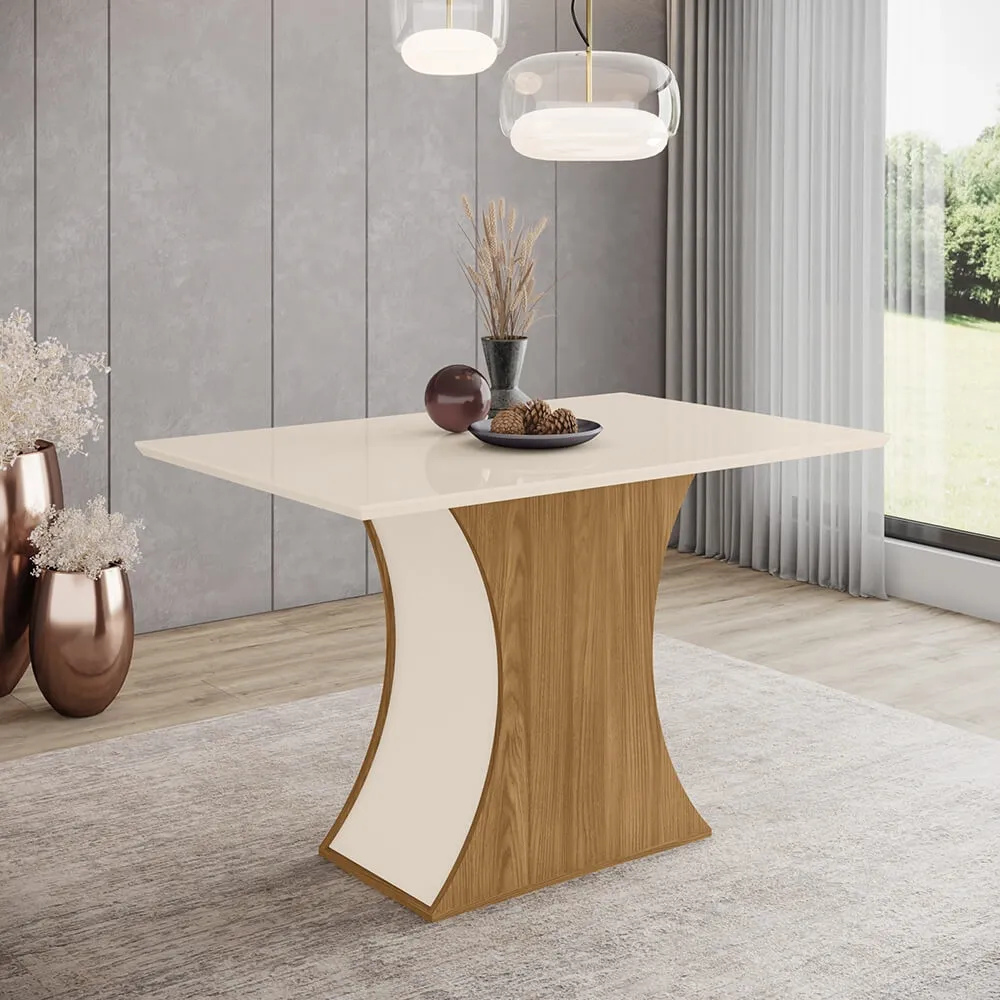 Mesa de Jantar 4 Lugares Henn Luíza SC18-127 com Tampo Nature/Off White SE