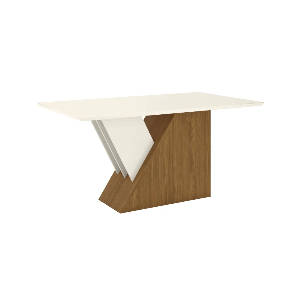 Mesa de Jantar 6 Lugares Henn Epic SC38-127 Tampo de Vidro Nature/Off White SE