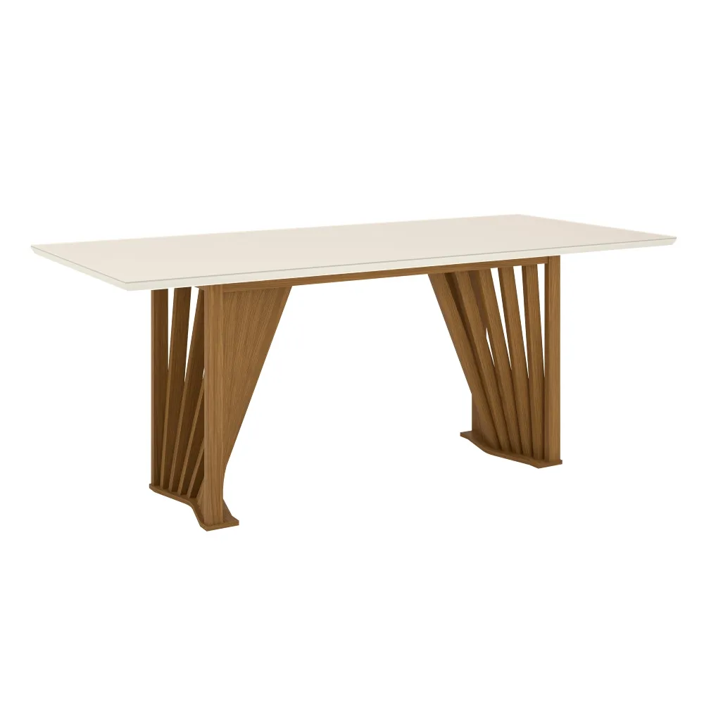 Mesa de Jantar 6 Lugares Henn Adriana SC45-127 Tampo de Vidro Nature/Off White SE