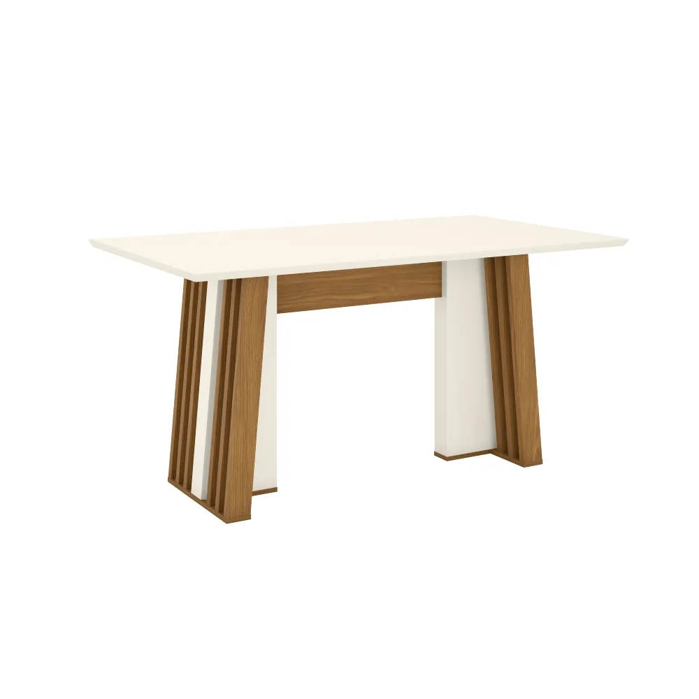 Mesa de Jantar 6 Lugares Henn Stela SC59-129 com Tampo Off White/Nature SE