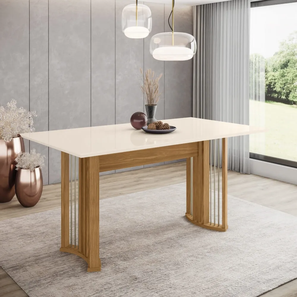 Mesa de Jantar 6 Lugares Henn Ísis SC64-127 com Tampo Nature/Off White SE