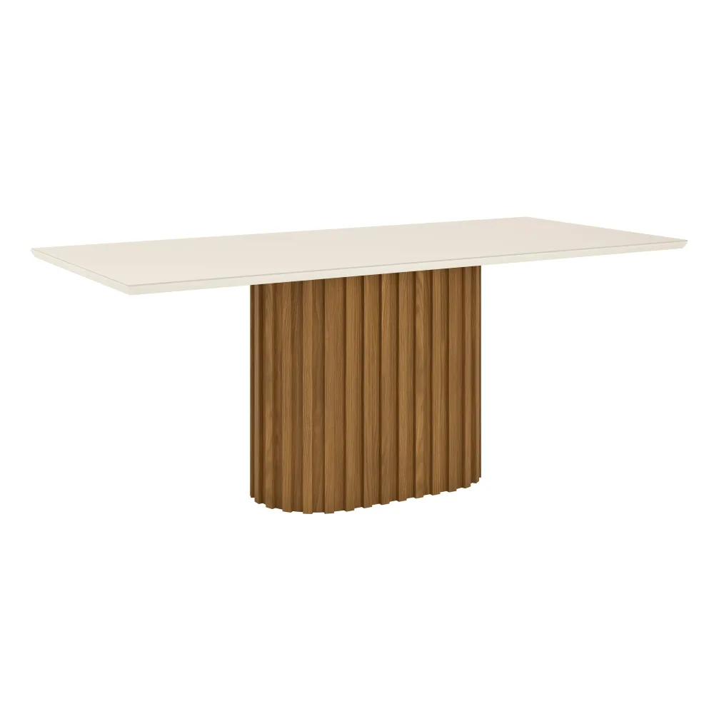 Mesa de Jantar 8 Lugares Henn Solana SC65-127 Tampo de Vidro Nature/Off White SE