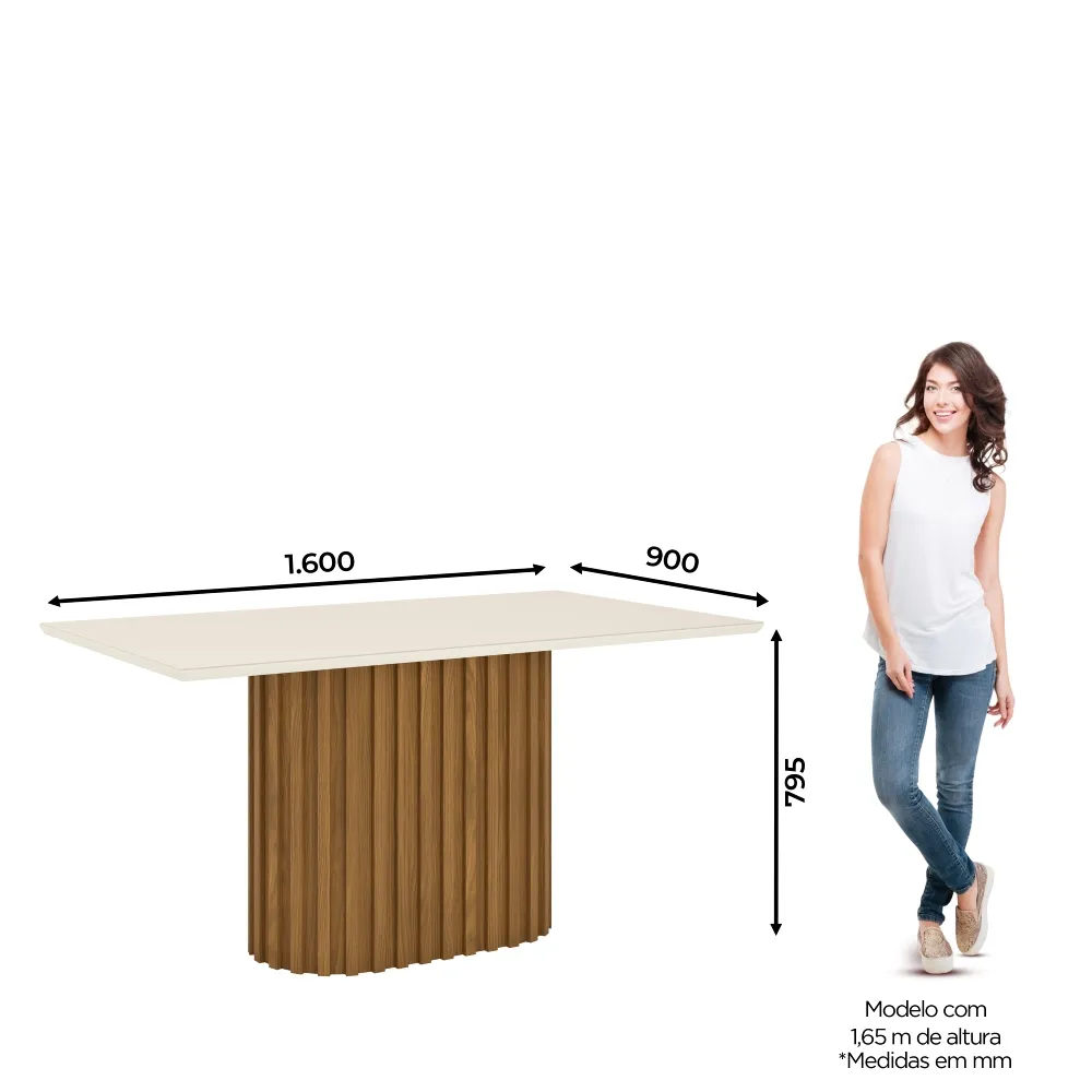 Mesa de Jantar 6 Lugares Henn Solana SC67-127 Tampo de Vidro Nature/Off White SE