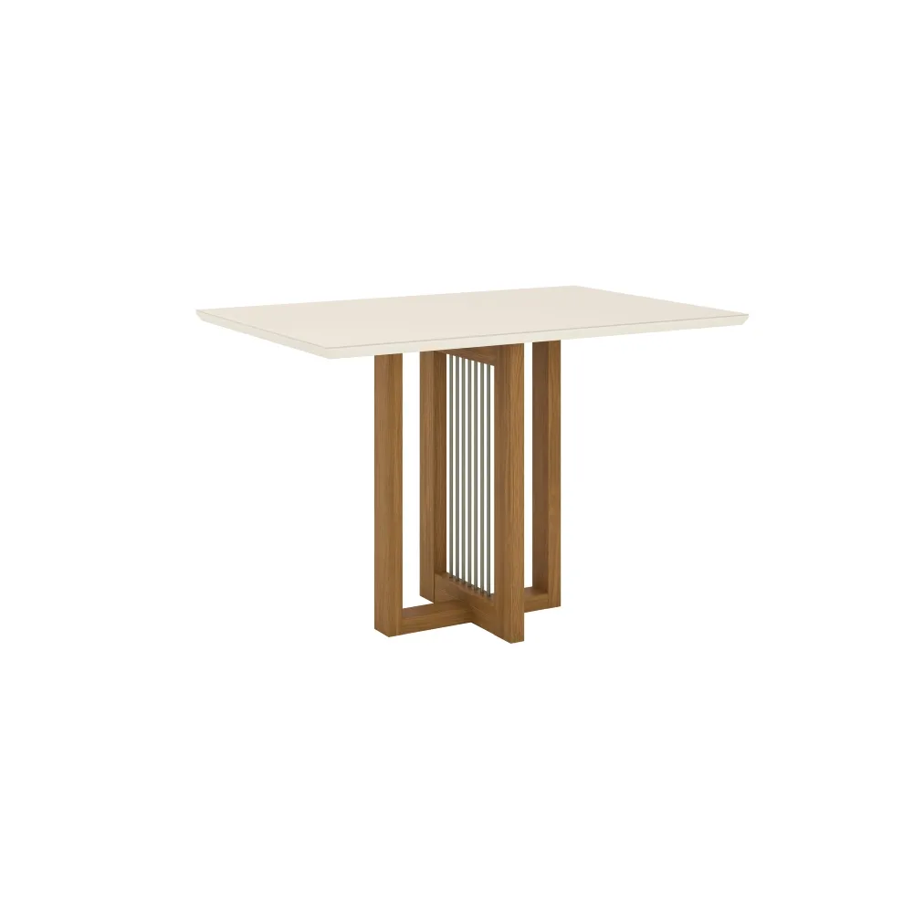 Mesa de Jantar 4 Lugares Henn Natalí SC74-127 Tampo de Vidro Nature/Off White SE