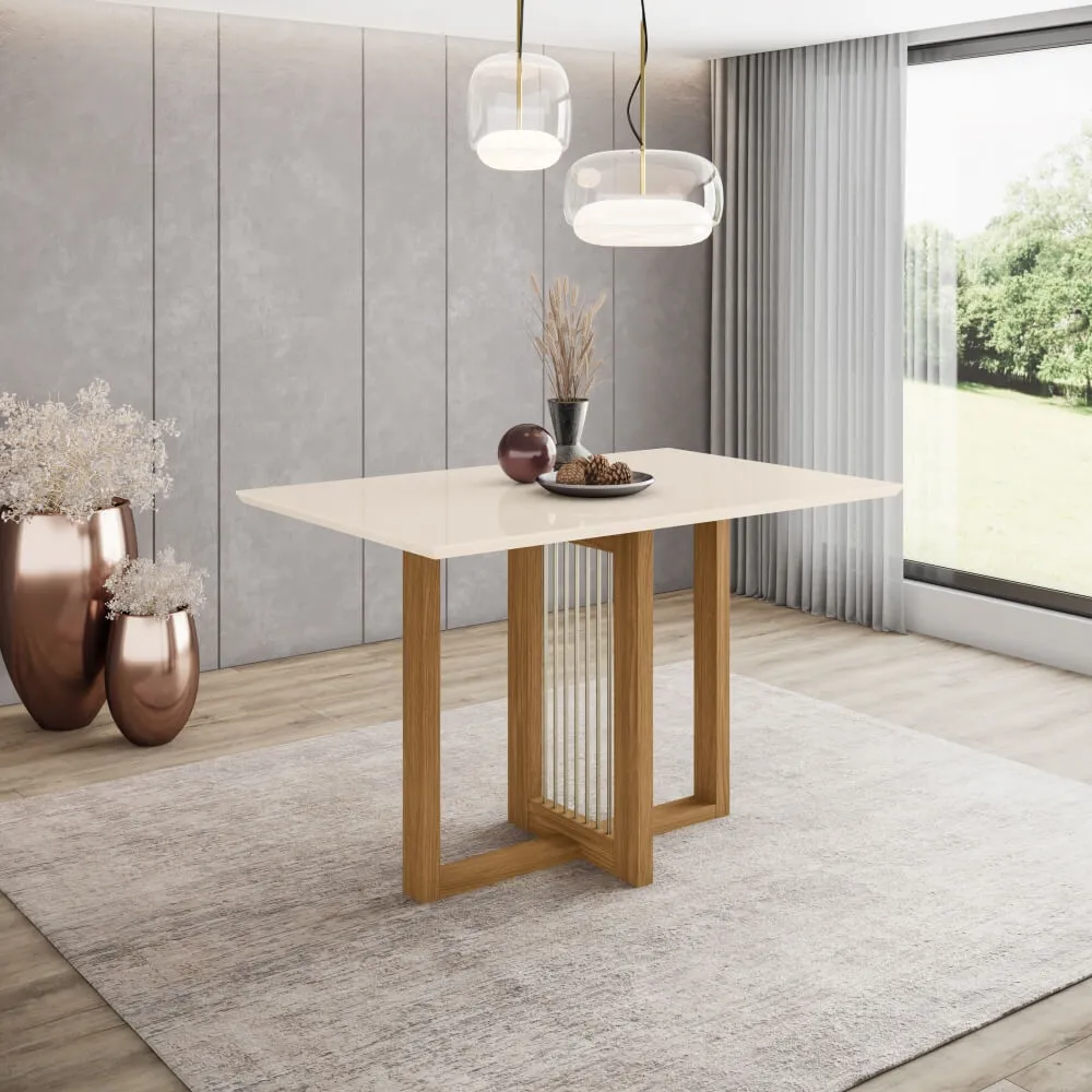 Mesa de Jantar 4 Lugares Henn Natalí SC75-127 com Tampo Nature/Off White SE