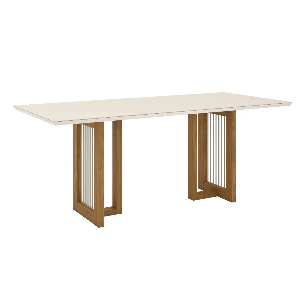 Mesa de Jantar 6 Lugares Henn Yara SC76-127 Tampo de Vidro Nature/Off White SE