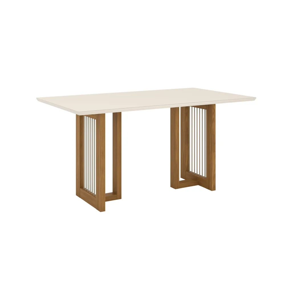 Mesa de Jantar 6 Lugares Henn Yara SC78-127 Tampo de Vidro Nature/Off White SE