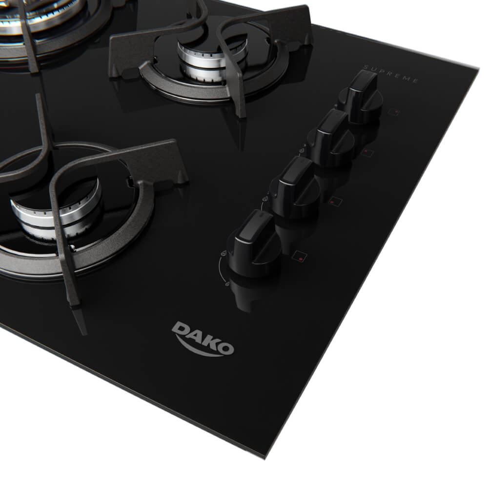 Cooktop 4 Bocas Dako Supreme Acend Superautomatico Preto Bivolt
