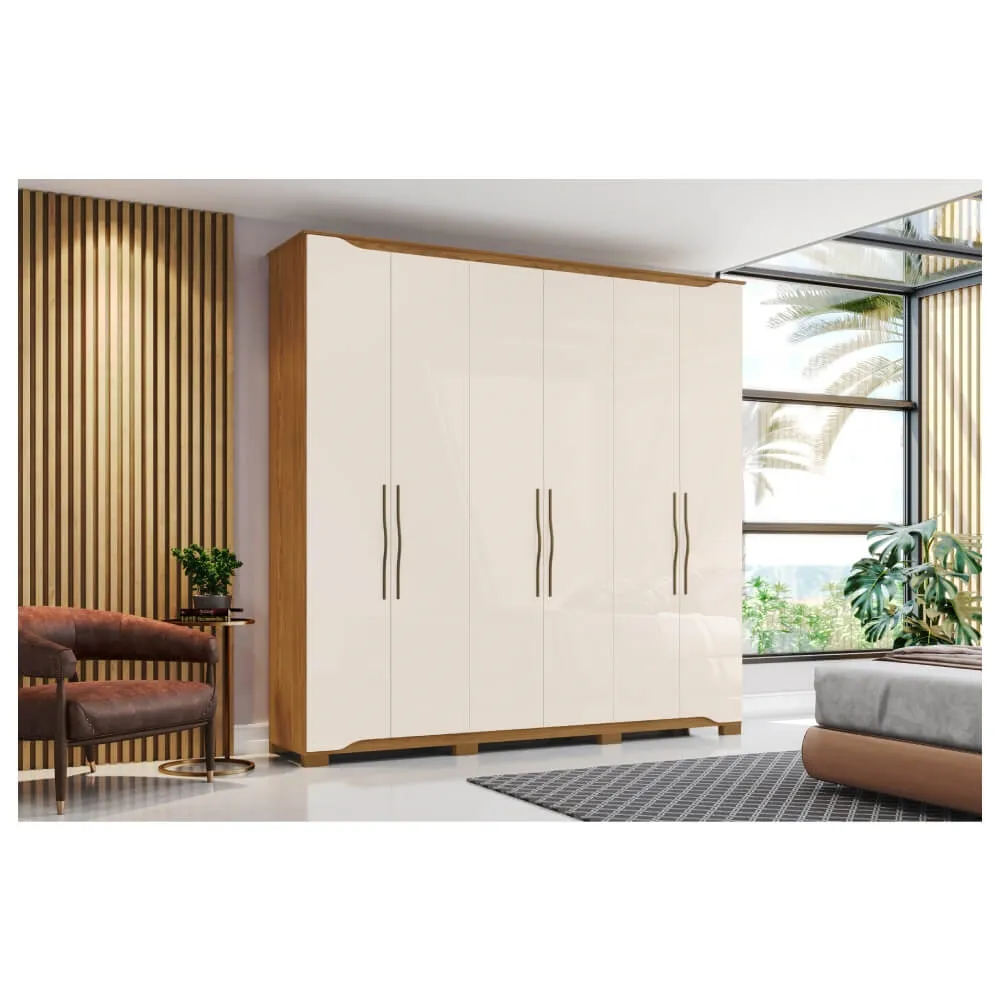 Guarda-Roupa 6 Portas Henn Dallas D304-127 4 Gavetas Nature/Off White SE