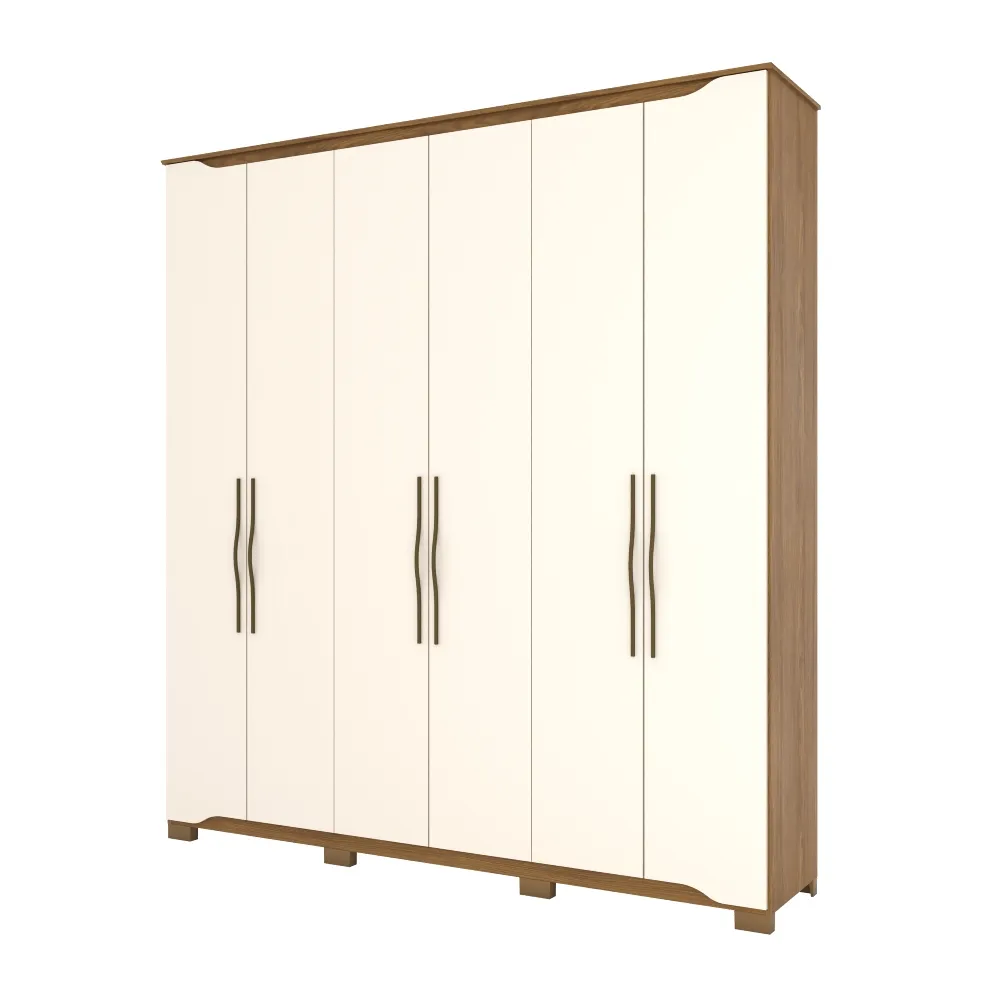 Guarda-Roupa 6 Portas Henn Dallas D304-127 4 Gavetas Nature/Off White SE