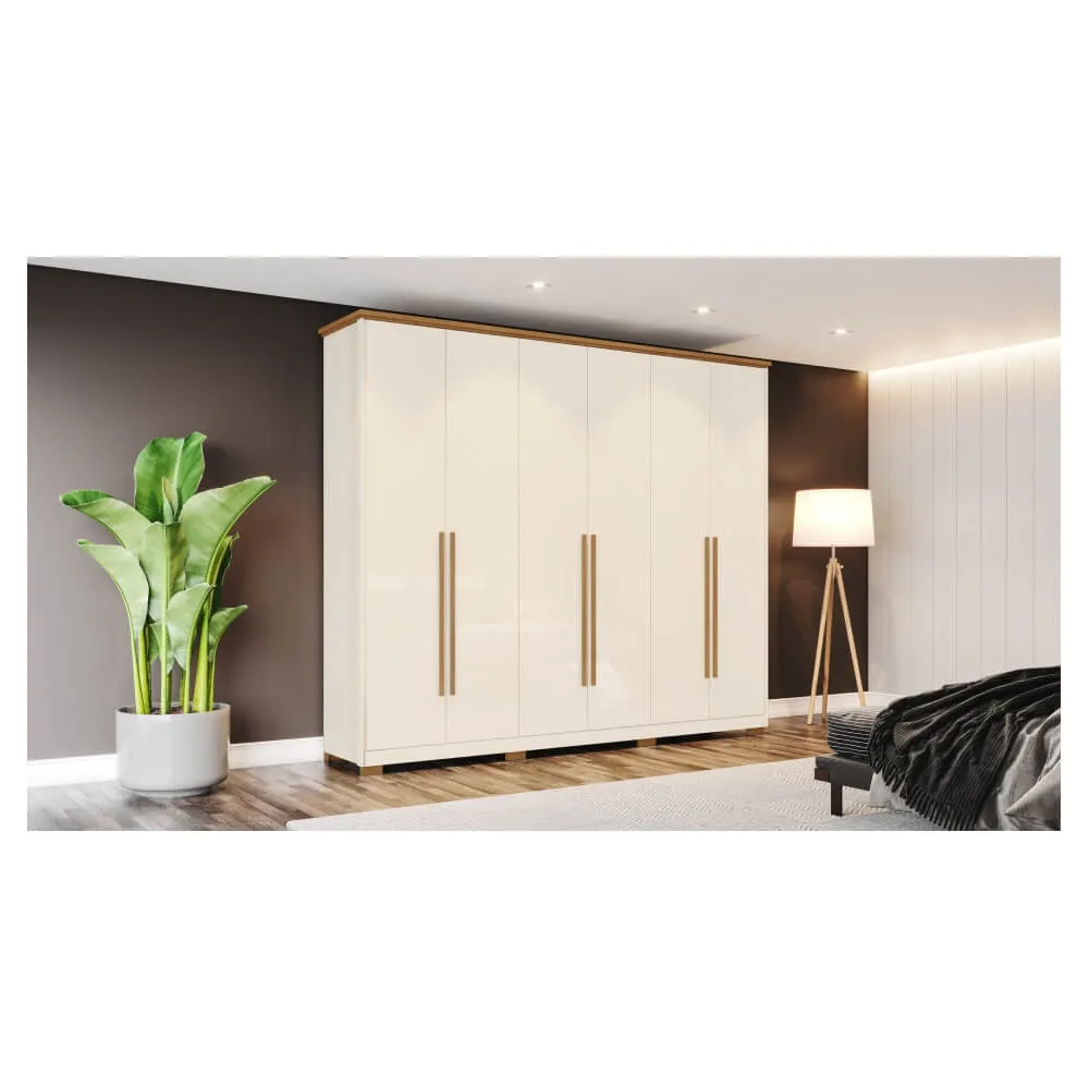 Guarda-Roupa 6 Portas Henn Verona D311-129 6 Gavetas Off White/Nature SE