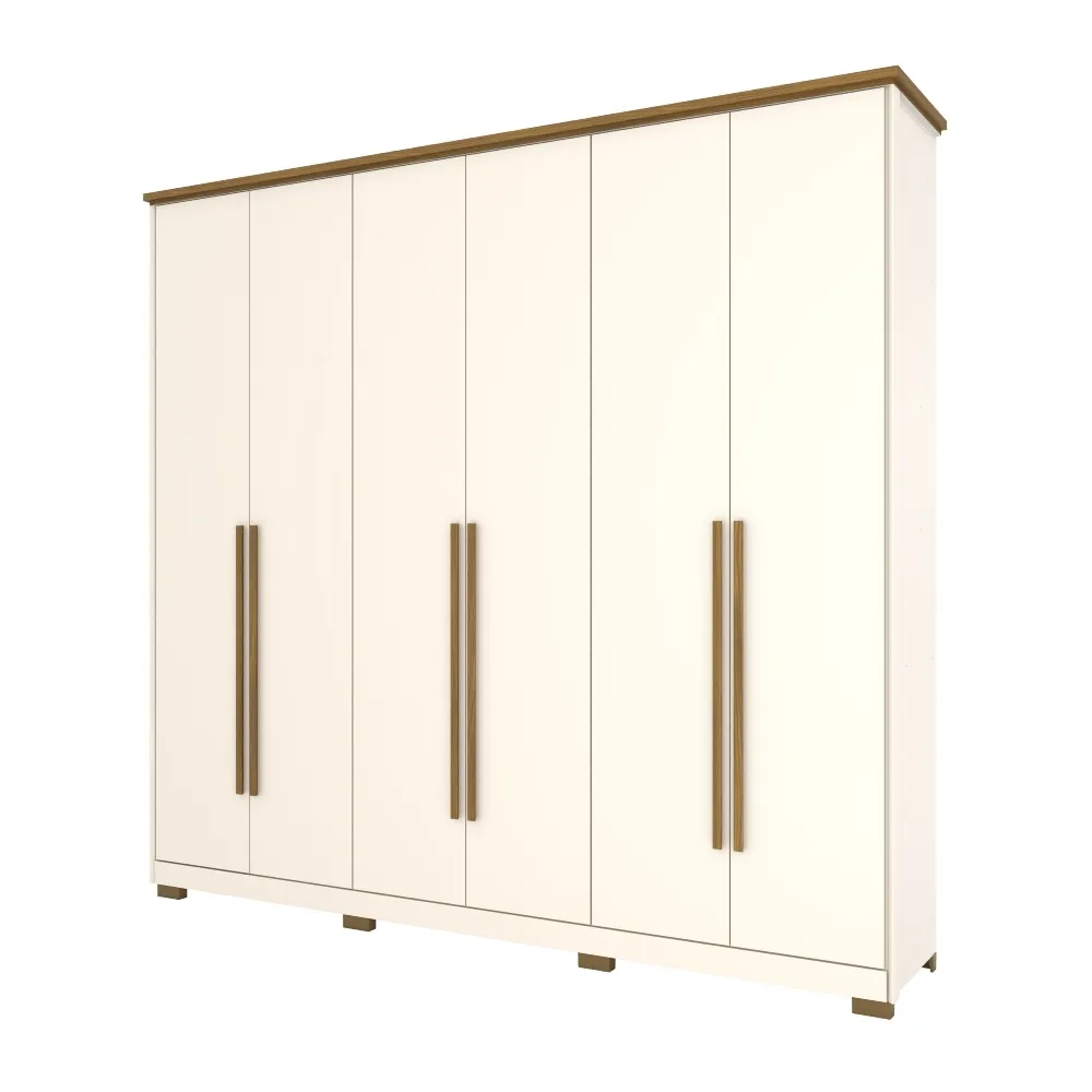 Guarda-Roupa 6 Portas Henn Verona D311-129 6 Gavetas Off White/Nature SE