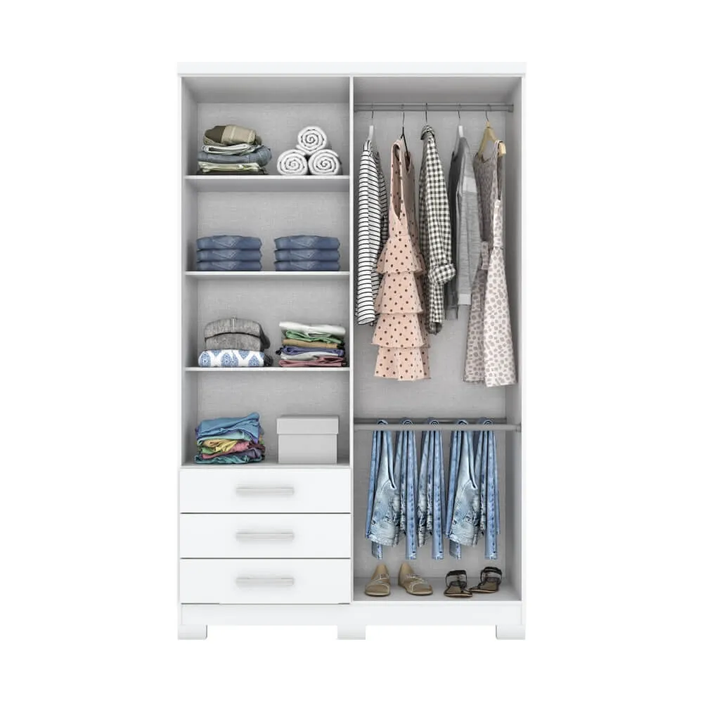 Guarda-Roupa 4 Portas Henn Caju DA135-10 3 Gavetas Branco SE