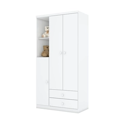 Guarda-Roupa Infantil Henn Bala De Menta 3 Portas 2 Gavetas Branco