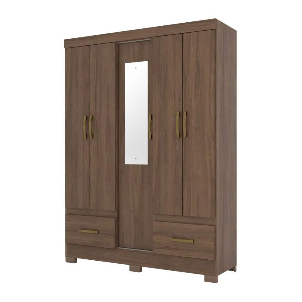 Guarda-Roupa 5 Portas Henn Briz B60-130 2 Gavetas Castanho HP SE