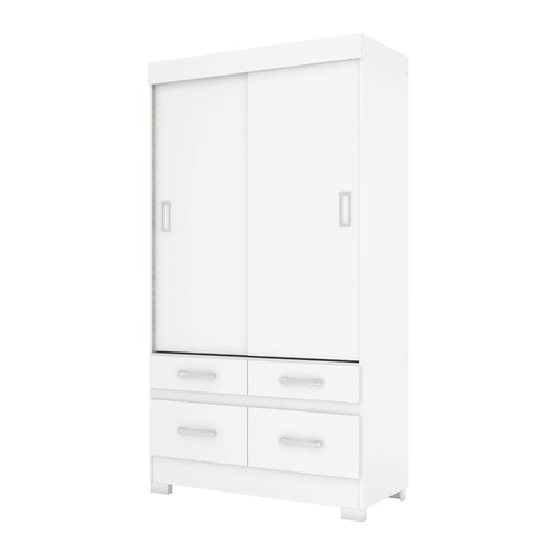 Guarda-Roupa 2 Portas Correr Henn Briz BE25-66 4 Gavetas Branco