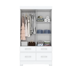 Guarda-Roupa 2 Portas Correr Henn Briz BE25-66 4 Gavetas Branco