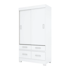 Guarda-Roupa 2 Portas Correr Henn Briz BE25-66 4 Gavetas Branco