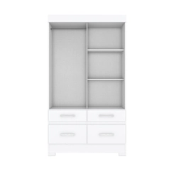 Guarda-Roupa 2 Portas Correr Henn Briz BE25-66 4 Gavetas Branco