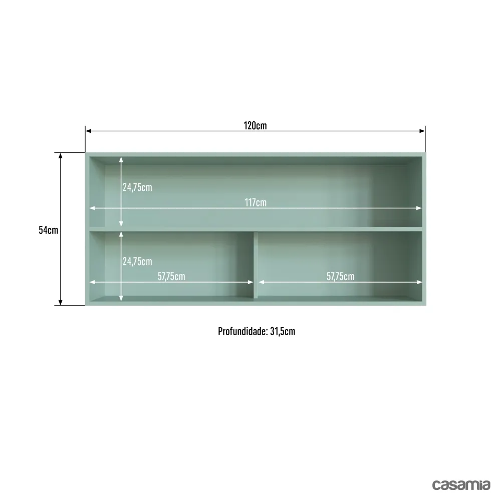 Aéreo 2 Portas 120CM Casamia One 37110001 Verde Bellagio SE