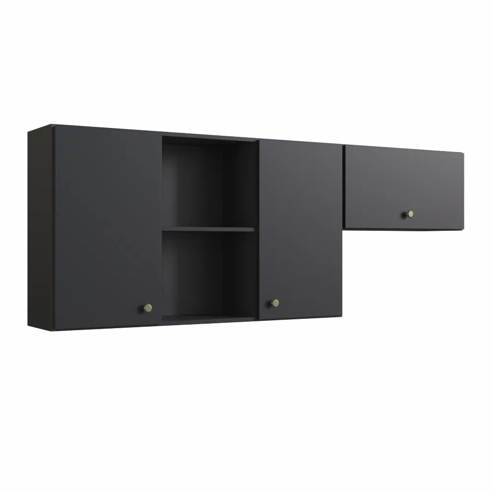 Aéreo 3 Portas 185CM Casamia Atena 5890003 Preto Onix SE