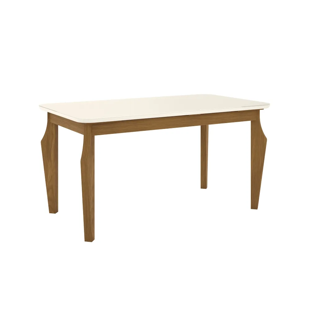 Mesa de Jantar 6 Lugares Henn Ghala SC26-127 Tampo de Vidro Nature/Off White SE