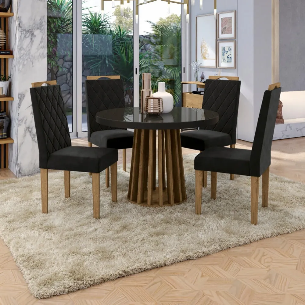 Conjunto de Mesa com 4 Cadeiras Kappesberg CSJ1251EA-A038 Freijó SE