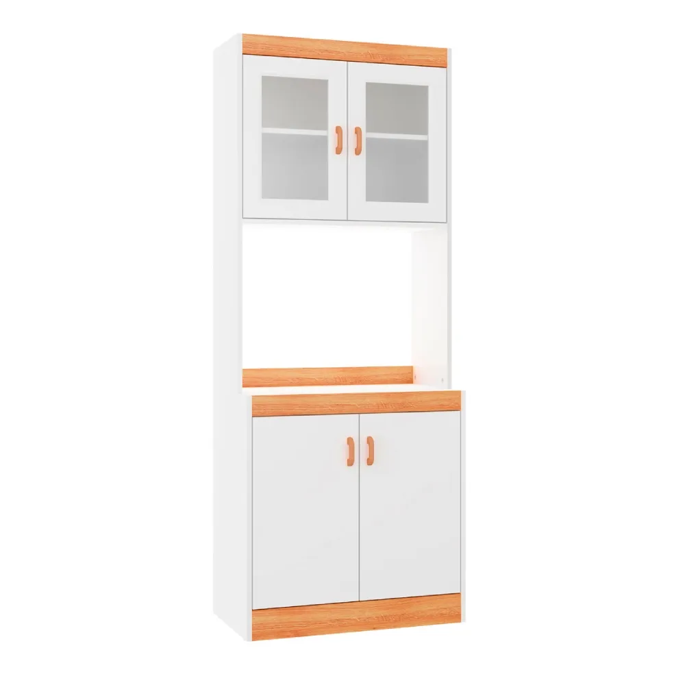 Balcão Para Microondas Ditália com 4 Portas BA-125 Branco/Carvalho SE