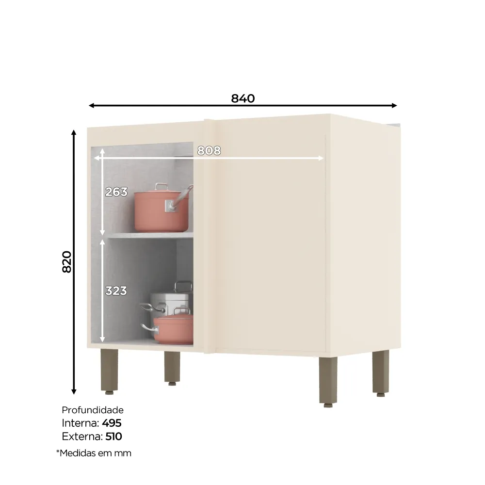 Balcão 84CM Henn 1 Porta Connect C68-139 Off White SE