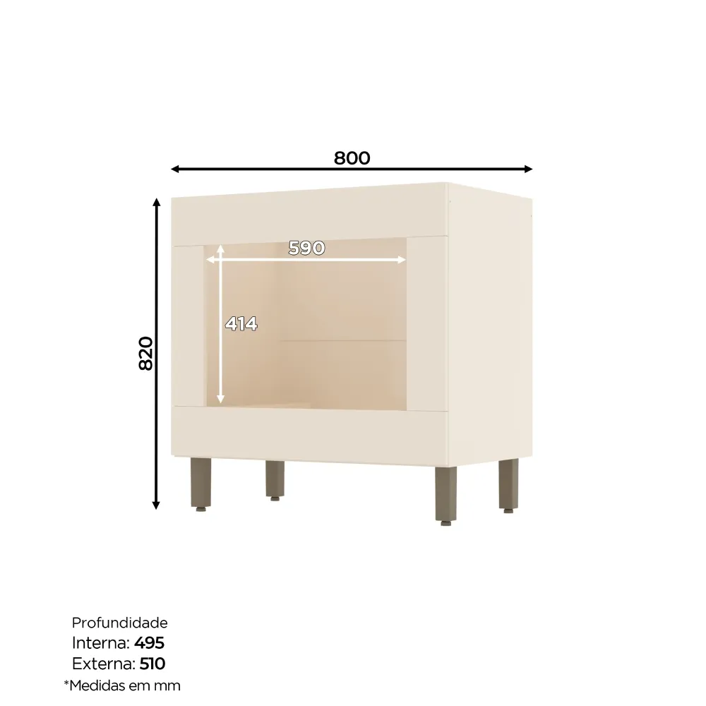 Balcão 80CM Henn Connect C85-139 Off White SE