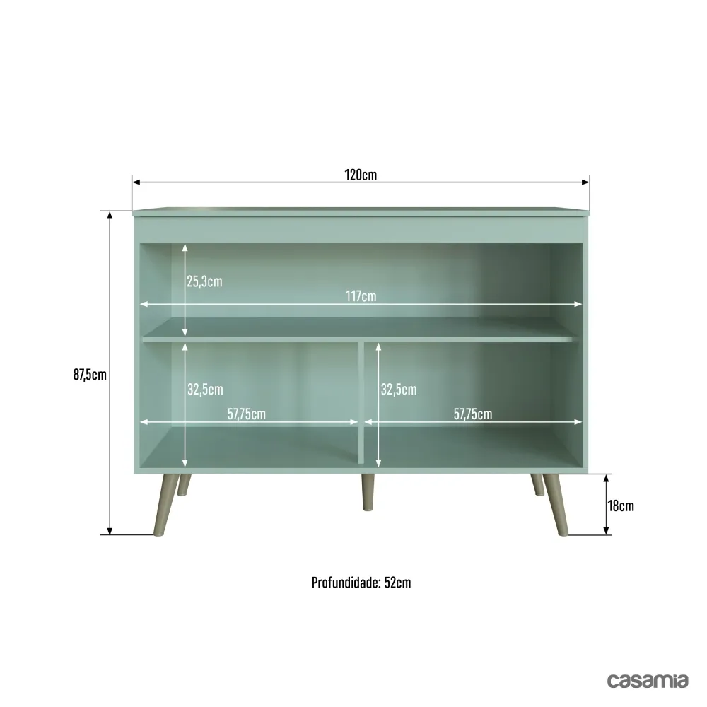 Balcão 120CM Casamia com 2 Portas One 37050001 Verde Bellagio SE