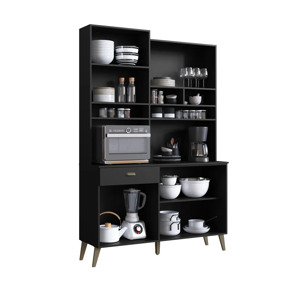 Cozinha Compacta Casamia 5 Portas e 1 Gaveta 5850003 Preto/Onix SE