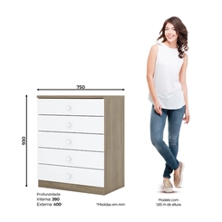Cômoda 5 Gavetas Henn Bala de Menta IA710-18 Rústico/Branco SE