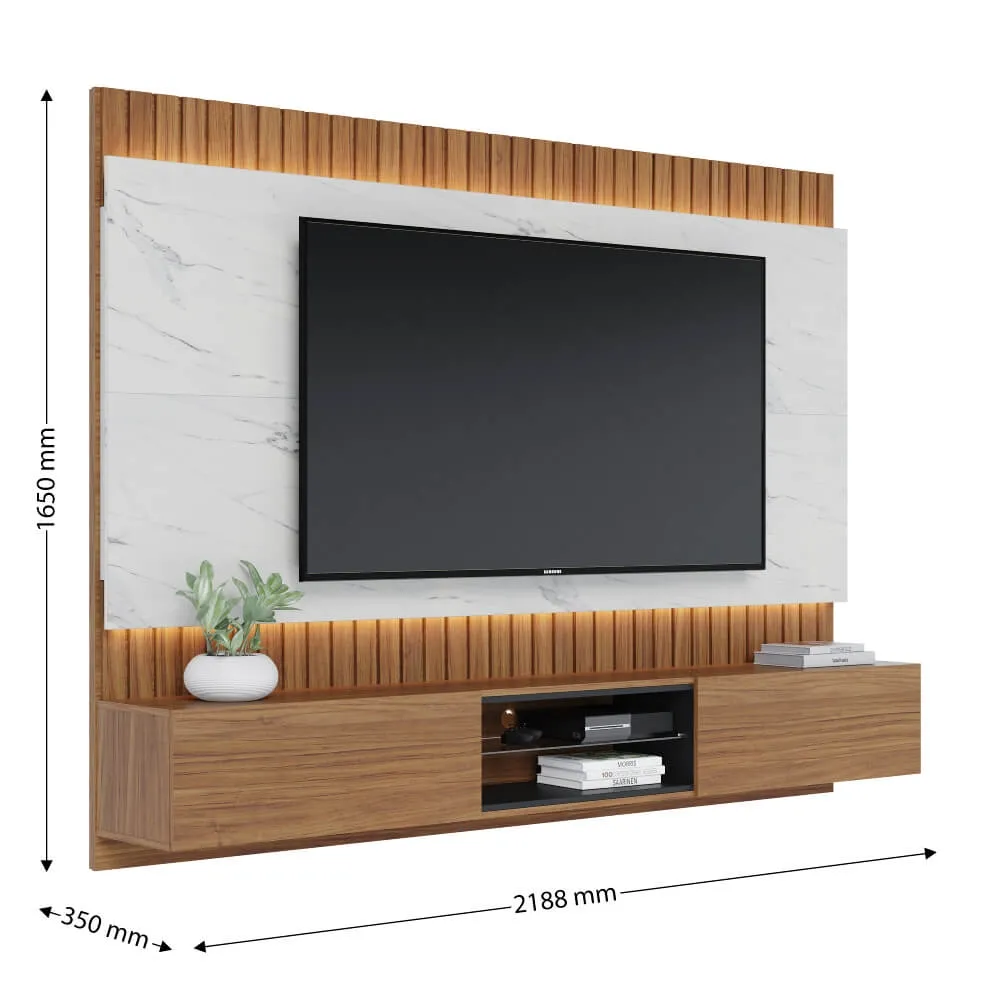 Home para TV até 75" Colibri Búzios 2.2 2 Portas Noce Milano/Calacatta SE