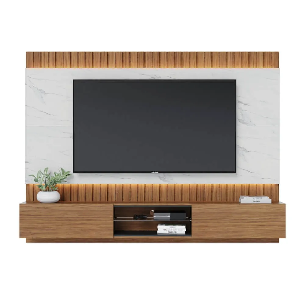 Home para TV até 75" Colibri Búzios 2.2 2 Portas Noce Milano/Calacatta SE