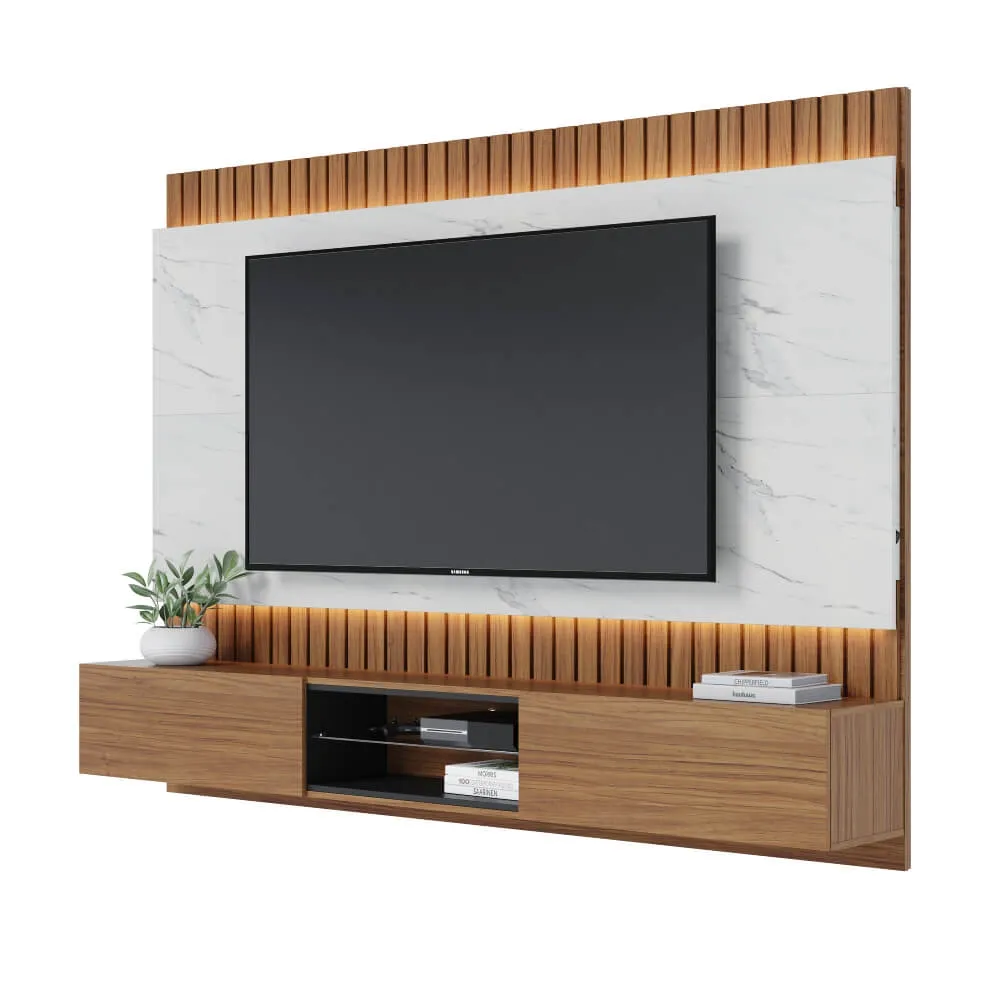 Home para TV até 75" Colibri Búzios 2.2 2 Portas Noce Milano/Calacatta SE