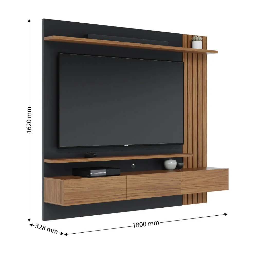 Home para TV até 70" Colibri Juriti 1.8 2 Portas Noce Milano/Calacatta SE