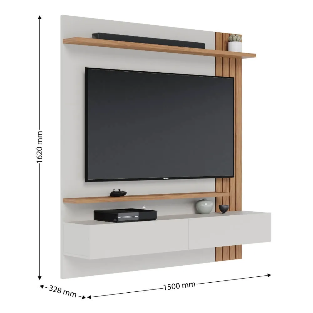 Home para TV até 65" Colibri Juriti 1.5 2 Portas Off White Matte/Freijó SE