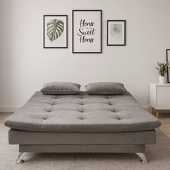Sofá Vira-Cama 190cm Bressiani Vanessa P735 Cinza Escuro
