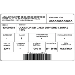 Cooktop de Indução 4 Bocas Painel Touch Dako Supreme Preto