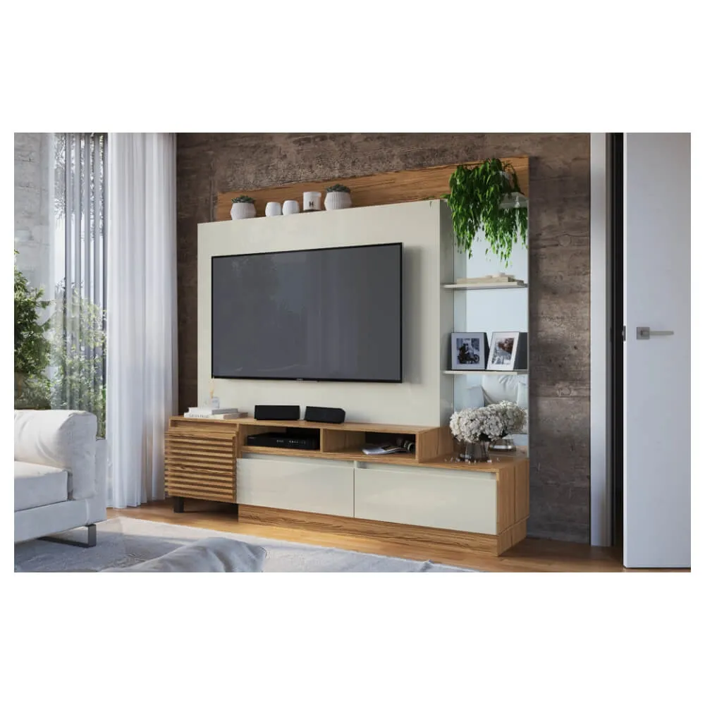 Home para TV até 50" Decibal HO5120/E.0001 1 Porta 2 Gavetas Naturalle/Cristalo