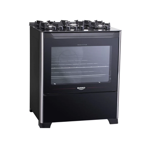 Fogão 5 Bocas Dako Magister Mesa de Vidro Forno 100L Preto Bivolt
