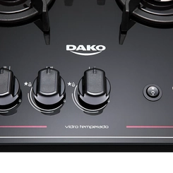 Fogão 4 Bocas Dako Magister Mesa de Vidro Forno 60L Preto Bivolt