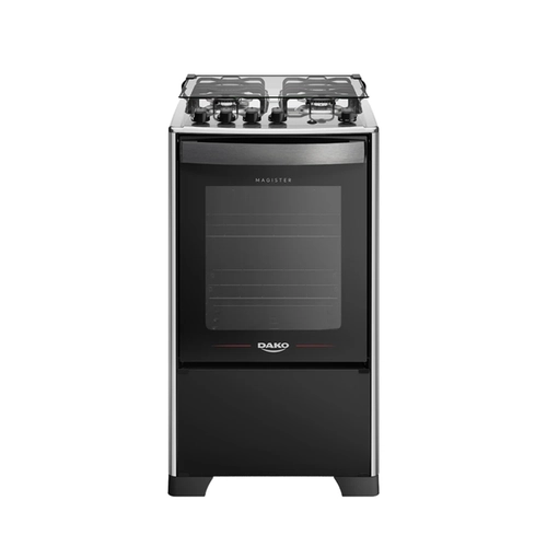 Fogão 4 Bocas Mesa Inox e Mega Chama Dako Magister Preto Bivolt